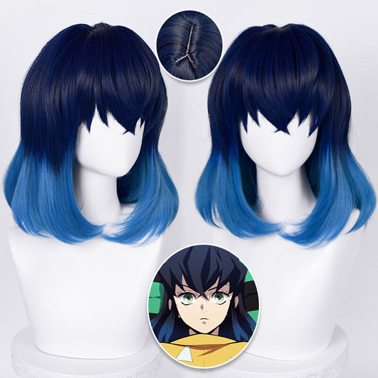 Inosuke Hashibira Demon Salyer Cosplay Wig 27.5" Gradient Hair Heat Resistant - Synthetic