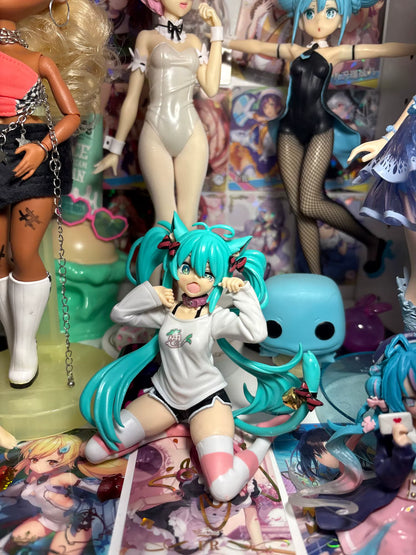 Hatsune Miku Cat Ear T-Shirt Project DIVA Vocaloid Desktop Anime Figure PVC 4.5" [No Box]