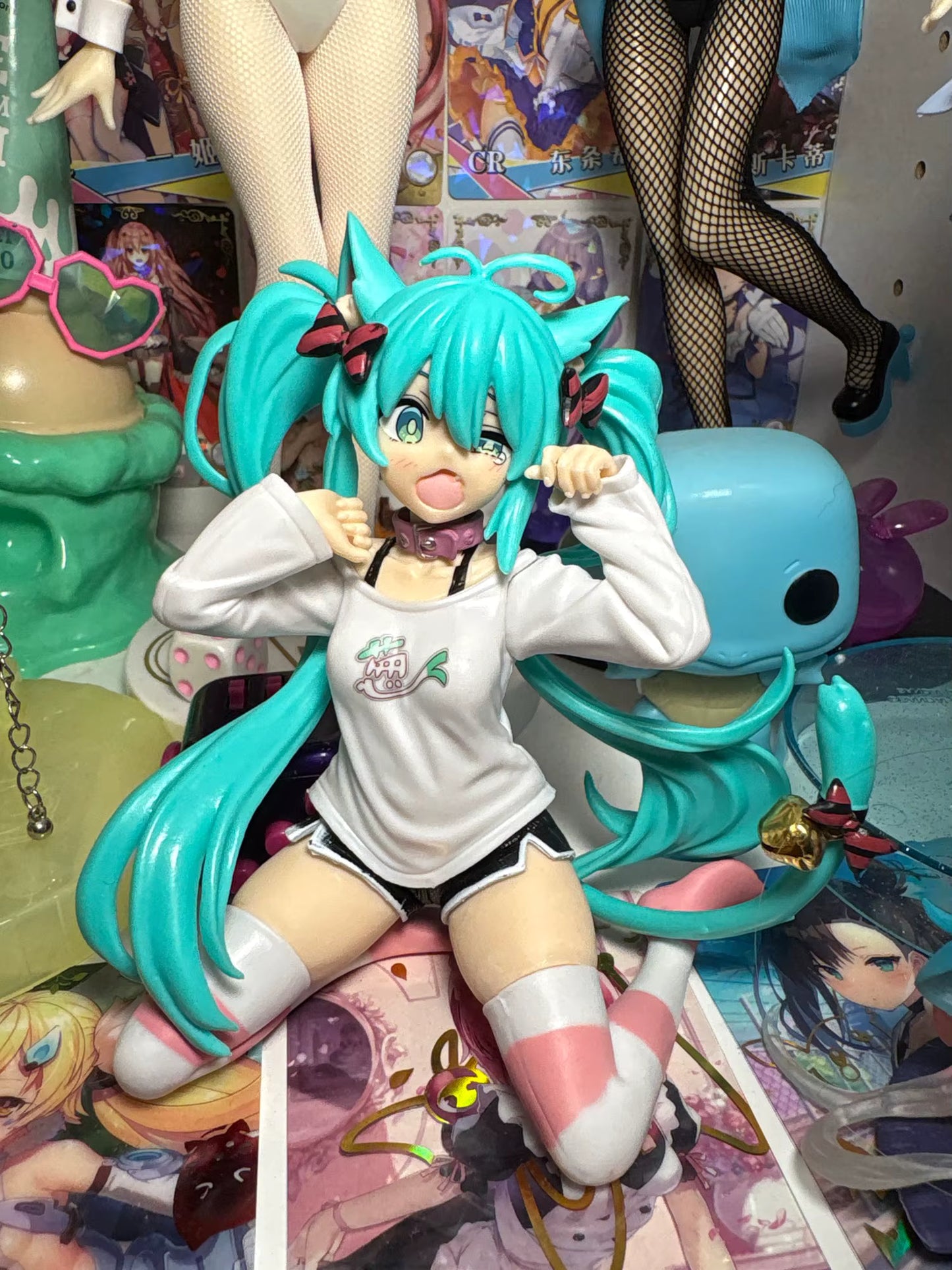 Hatsune Miku Cat Ear T-Shirt Project DIVA Vocaloid Desktop Anime Figure PVC 4.5" [No Box]