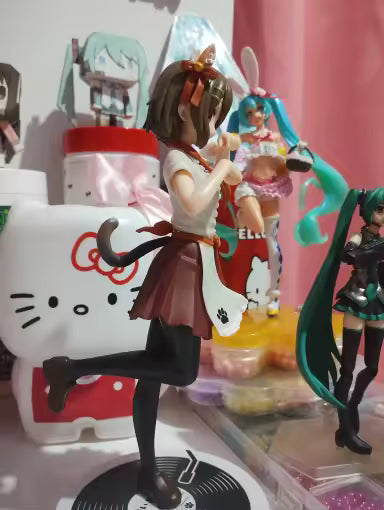 Azusa Nakano & Yui Hirasawa Neko outfit K-ON! Anime Figure Model Statue PVC 7" [No Box]