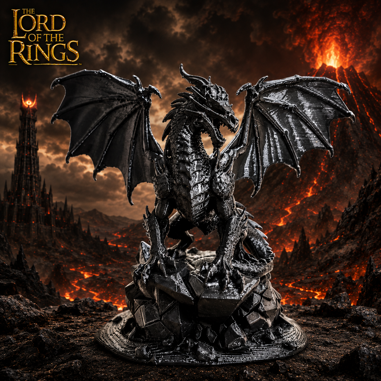 Ancalagon the Black The Lord of the Rings Sculpture Figure Statue Resin PVC 4.7" [No Box]