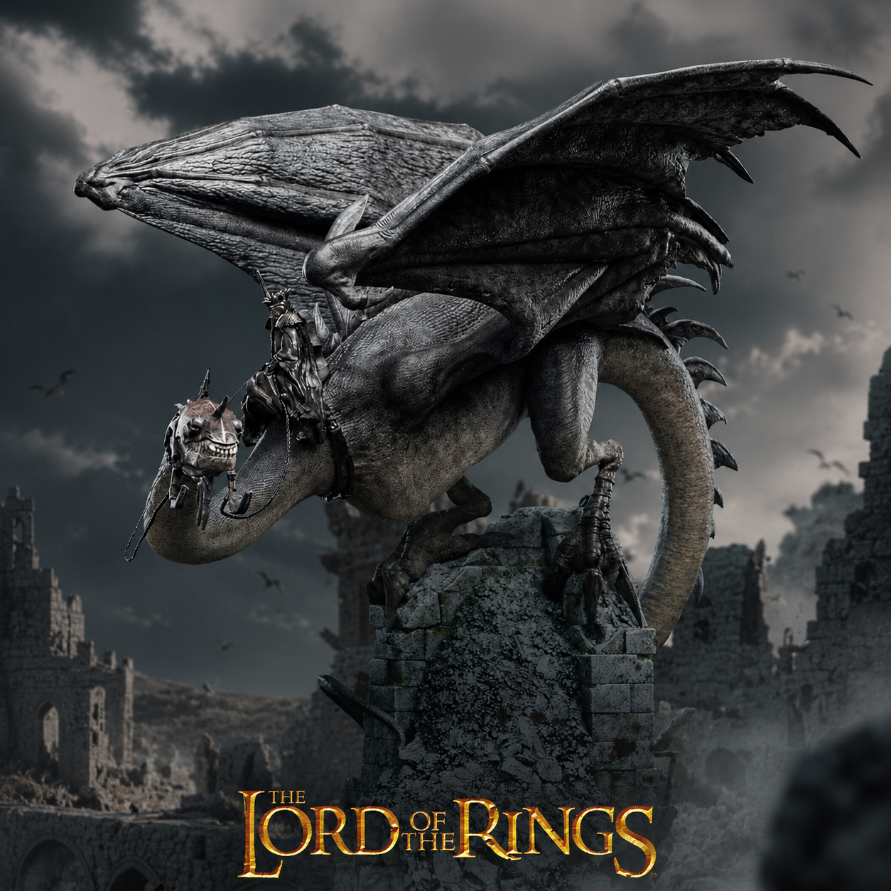 Witch-King Riding Fell Beast The Lord of the Rings Figure Model Statue PVC 6.2" [Boxed]