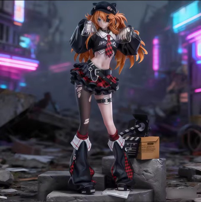 Asuka Gothic Neon Genesis Evangelion Anime Kawaii Figure PVC 9.2" [Boxed]
