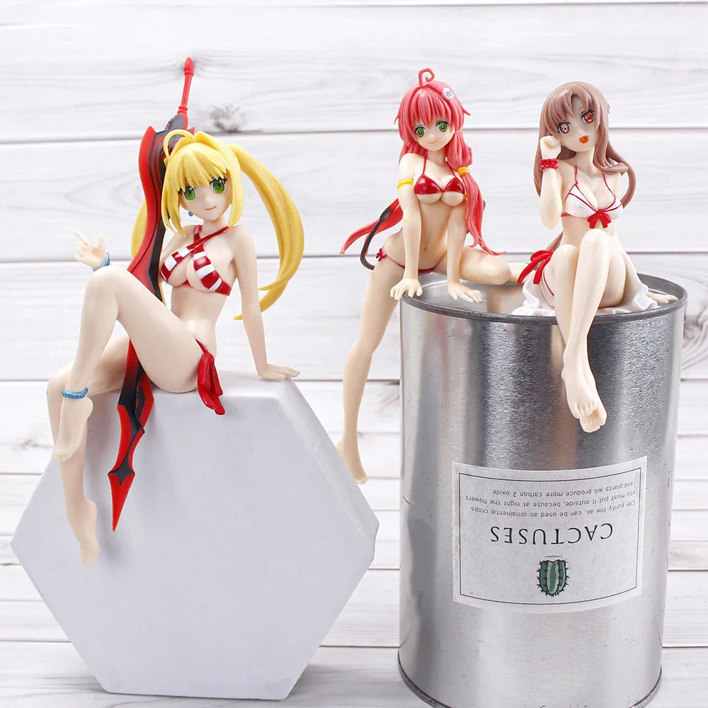 Nero Claudius, Asuna Yuuki, and Lala Satalin Deviluke Splash Girls Anime Desktop Figure Model PVC 5" [No Box]
