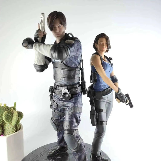 Leon Scott Kennedy and Jill Valentine Resident Evil Figure Model Statue PVC 13" [No Box]
