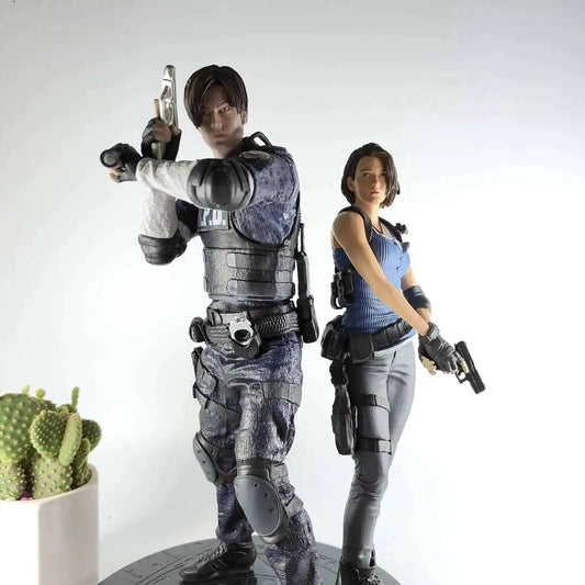 Leon Scott Kennedy and Jill Valentine Resident Evil Figure Model Statue PVC 13" [No Box]