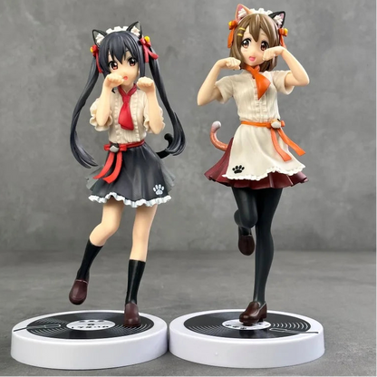 Azusa Nakano & Yui Hirasawa Neko outfit K-ON! Anime Figure Model Statue PVC 7" [No Box]