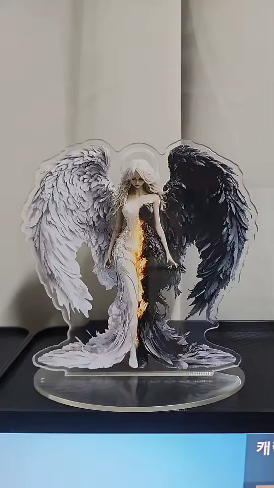 Fallen Angel Beautiful Lady Ornament Desktop Shelf 2D Acrylic Stand 5.9 in