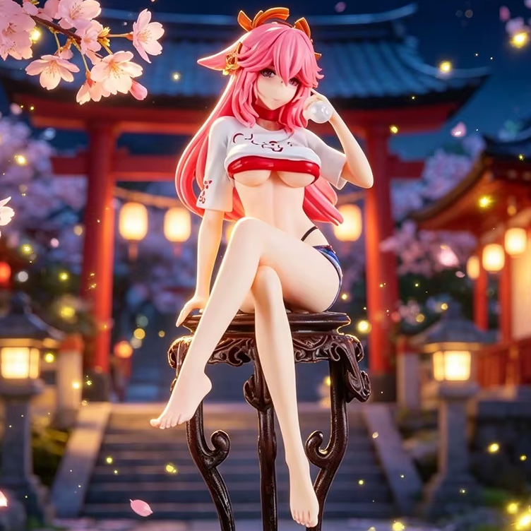 Yae Miko Summer Style Ver. Genshin Impact Anime Figure Model Statue PVC 9" [Adult Collectible]