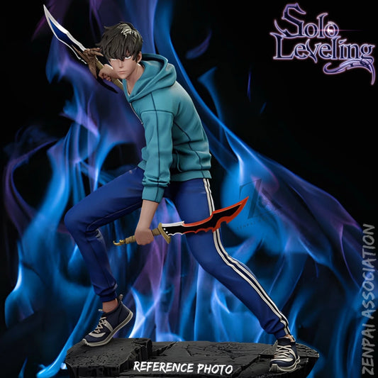 Sung Jin-woo Dual Daggers Solo Leveling Anime Figure Model Statue PVC 6.6" [Boxed]