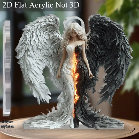 Fallen Angel Beautiful Lady Ornament Desktop Shelf 2D Acrylic Stand 5.9 in