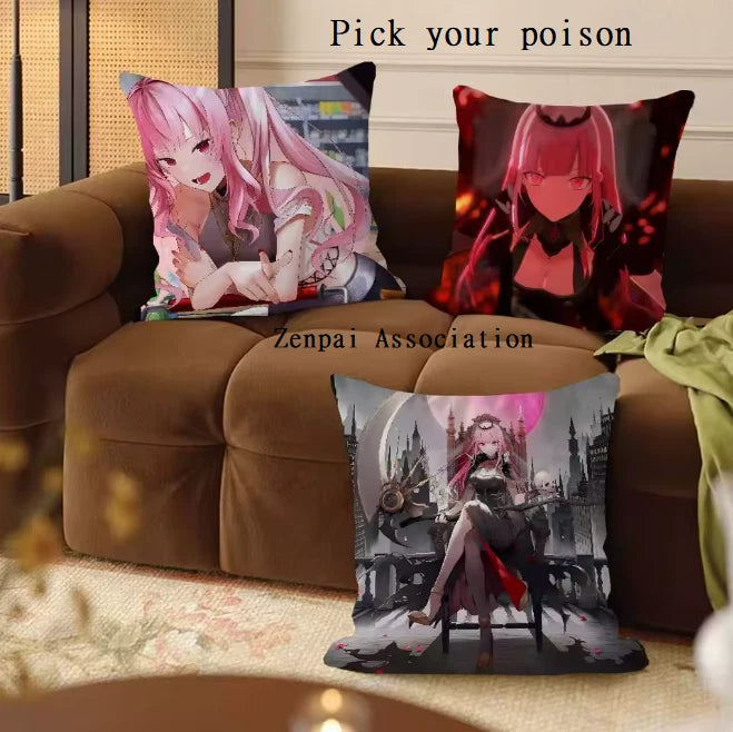 Mori Calliope Vocaloid Hololive Soft Pillow Cushion Cover 1.5 x 1.5 ft