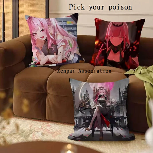 Mori Calliope Vocaloid Hololive Soft Pillow Cushion Cover 1.5 x 1.5 ft