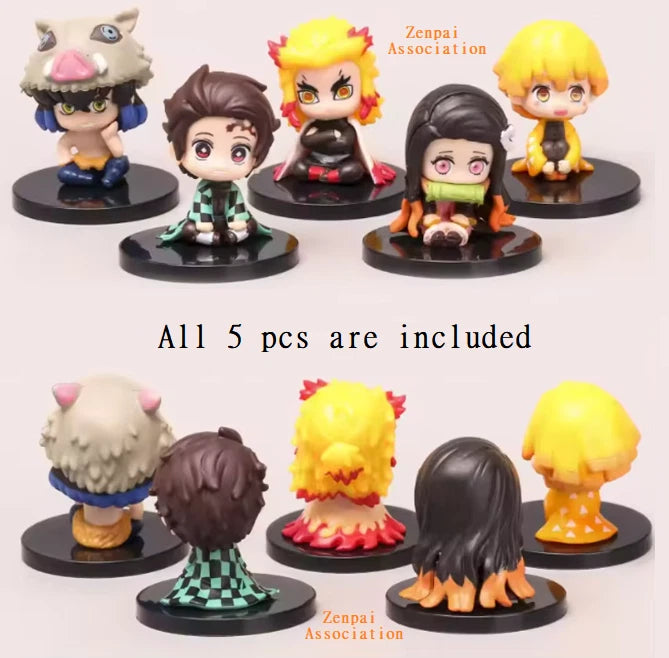 Hashira Tanjiro Inosuke Demon Slayer Anime Figurines PVC 2" [No Box : 5 pc Set]