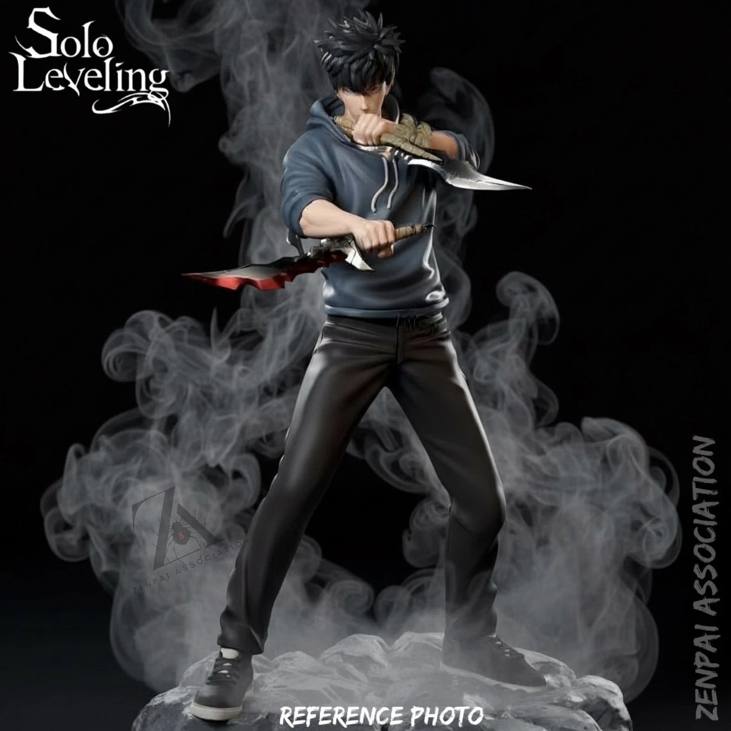 Sung Jin-woo Dual Daggers Solo Leveling Anime Figure Model Statue PVC 7.5" [Boxed]