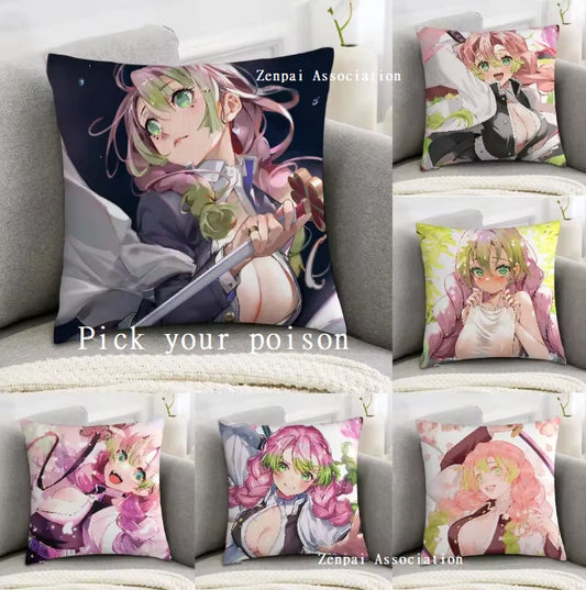 Mitsuri Demon Slayer Anime Kawaii Soft Pillow Cushion Cover 2 x 2 ft