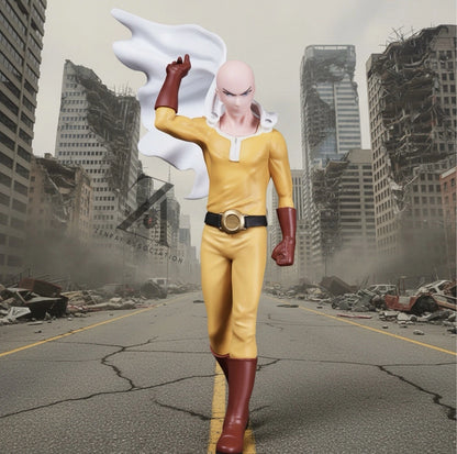 Saitama Bald Cape One Punch Man Anime Collectible Action Figure PVC 7.8" [No Box]