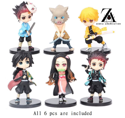 Demon Slayer Anime Hashiras Action Figures PVC 3 in [No Box : All 6pcs included]