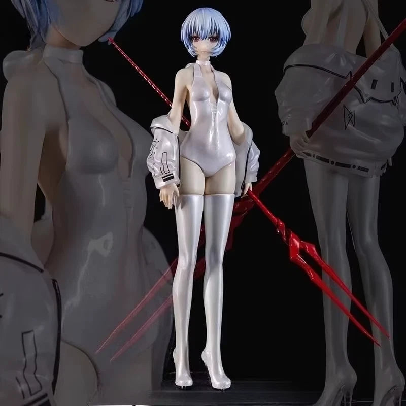 Rei Ayanami Latex Bodysuit Neon Genesis Evangelion Kawaii Anime Figure PVC 8" [No Box]