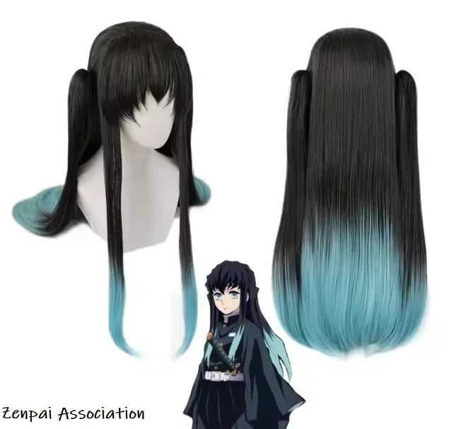 Muichiro Tokito Cosplay Wig Demon Slayer Anime 24" Heat Resistant + wig cap