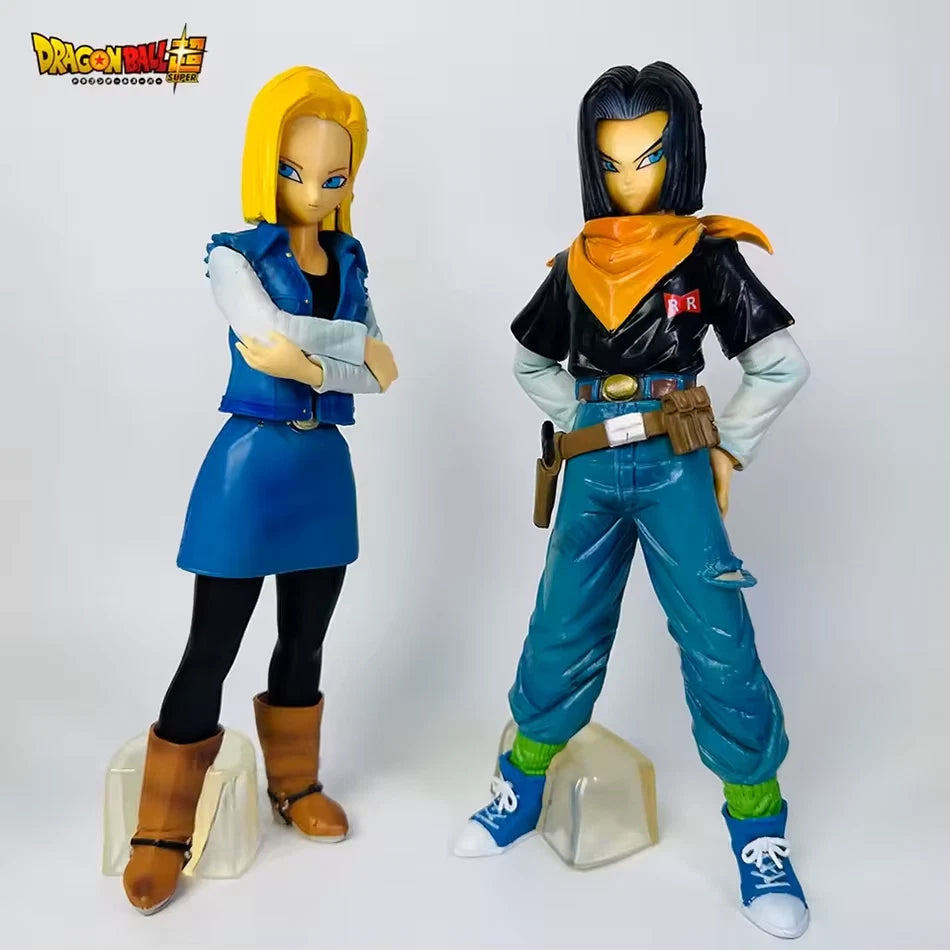 Android 18 & Android 17 Dragon Ball Z Anime Figure Model Statue PVC 9" [Boxed]