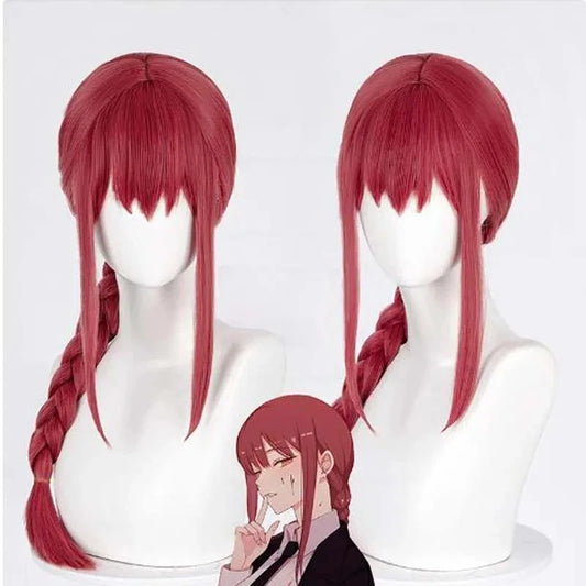 Makima Cosplay Chainsaw Man Wig 26" Pink Long Braids Heat Resistant - Synthetic