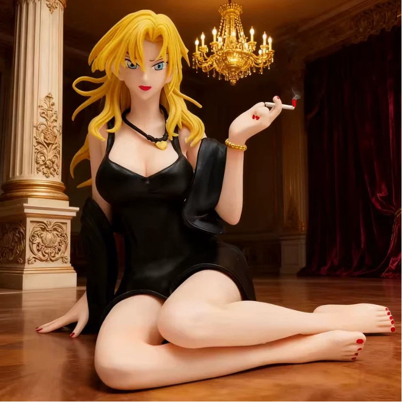 Vermouth Sitting & Smoking Detective Conan Figure Model Statue PVC 5.3" [Boxed]