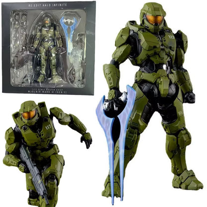 Master Chief Spartan-II 117 Halo Adjustable Rare Action Figure PVC 6.4" [Boxed]