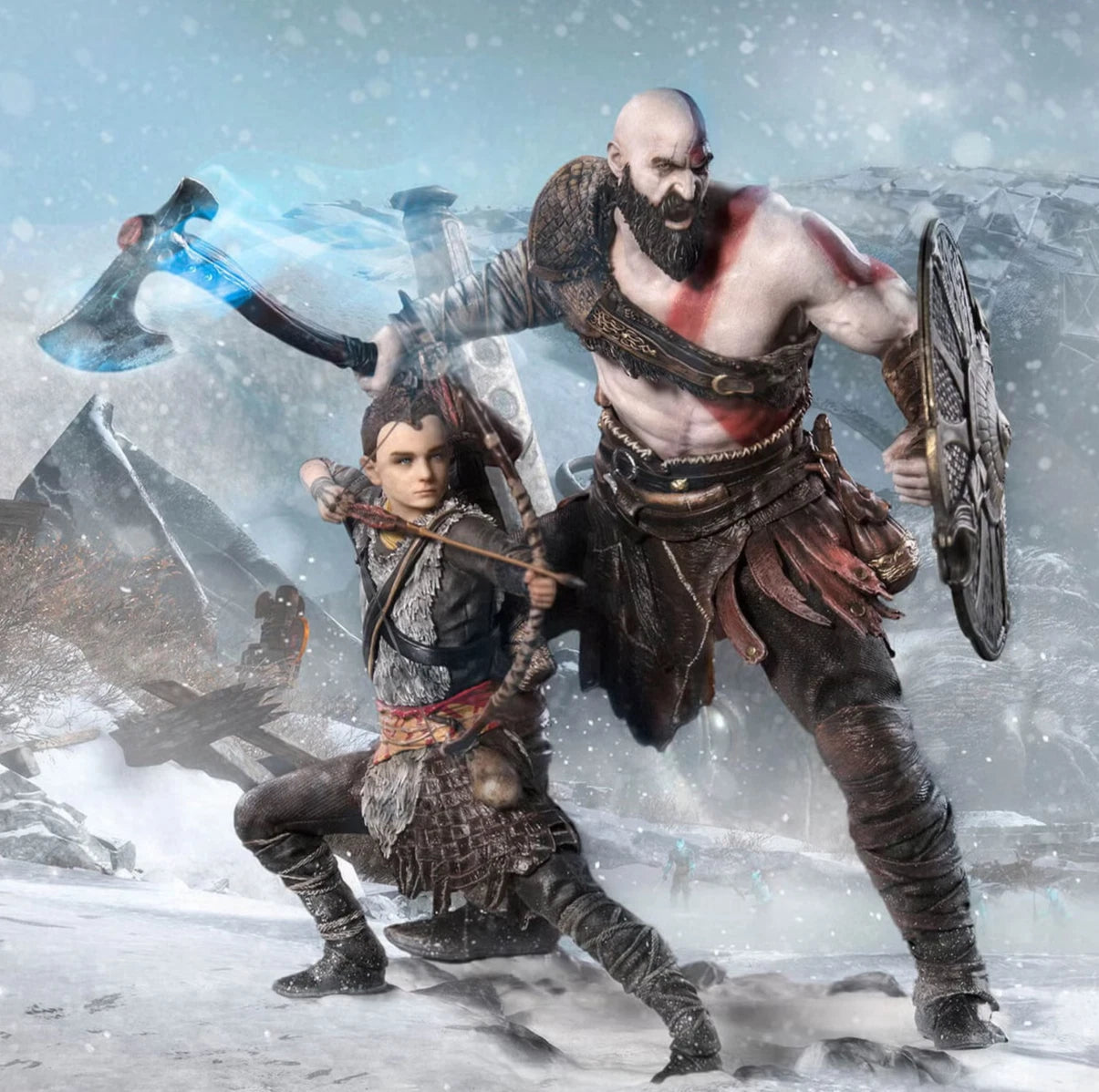 Kratos & Atreus God of War Video Game Action Figure Model Statue PVC 8" [Boxed]