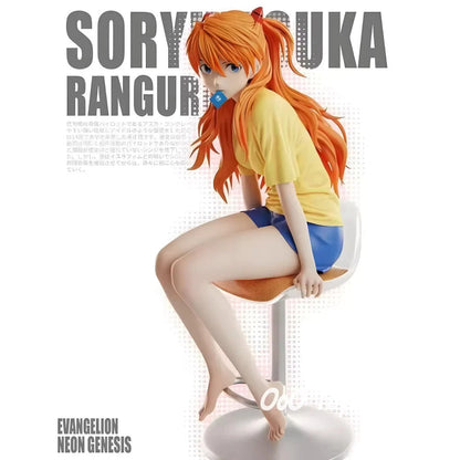 Asuka Sohryuu Sitting Neon Genesis Evangelion Anime Kawaii Figure PVC 9.2" [Boxed]
