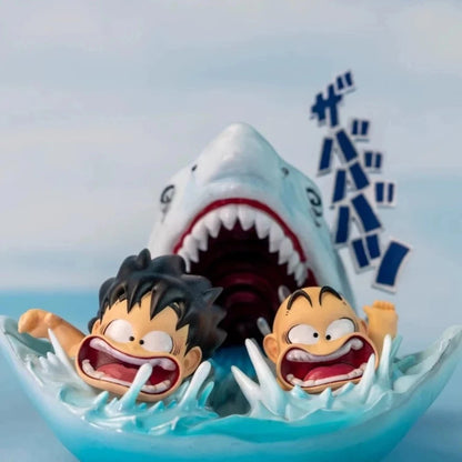 Childhood Goku & Krillin Shark Attack Dragon Ball Anime Figure PVC 2.5" [No Box]