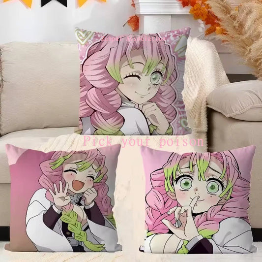 Mitsuri Demon Slayer Anime Kawaii Soft Pillow Cushion Cover 2 x 2 ft