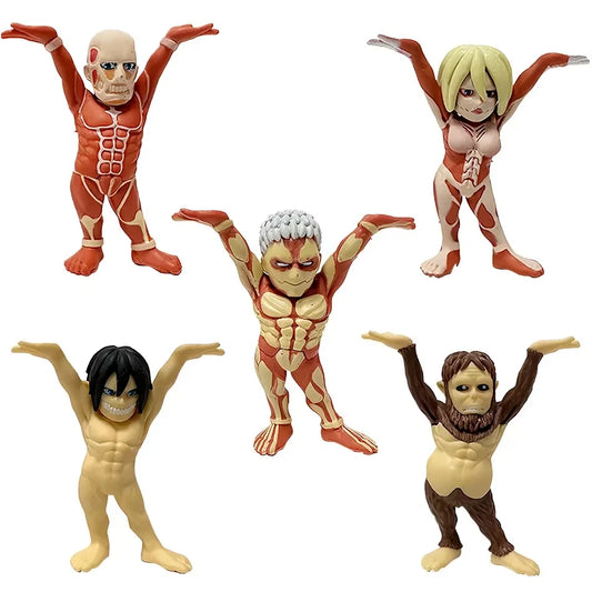 Titans Attack on Titan AoT Anime Figurines PVC 2.3" [No Box : 5 pc set]