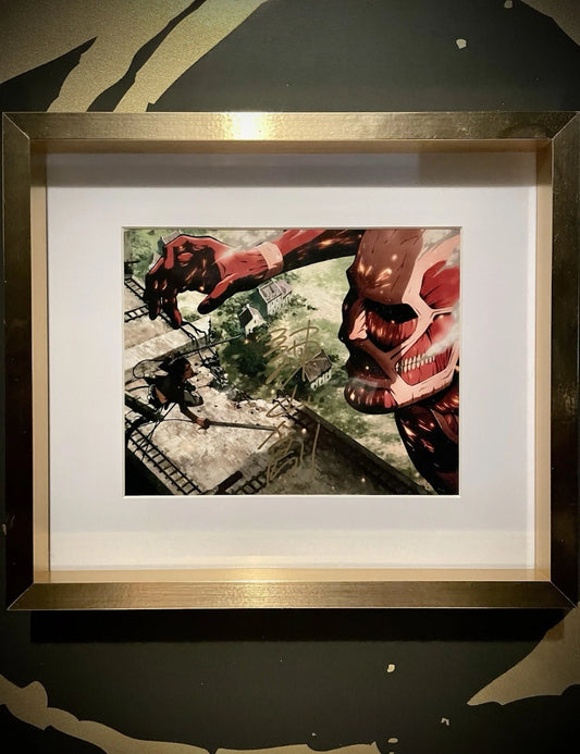 Attack on Titan Autograph Eren vs Colossal 8 x 10 in Anime Hajime Isayama COA