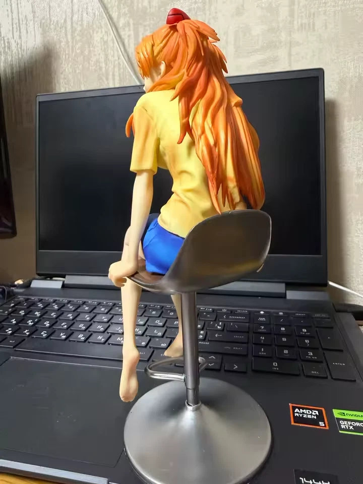 Asuka Sohryu Sitting Neon Genesis Evangelion Anime Figure PVC 9" [No Box]