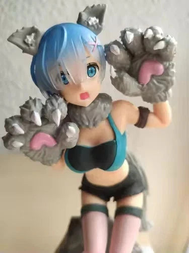 Rem Grey Wolf Re: Zero Kawaii Anime Figure Model Statue PVC 7" [No Box]