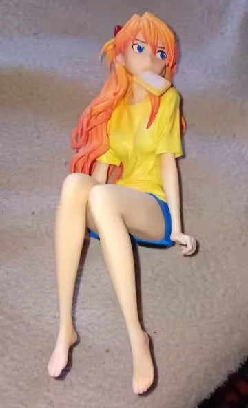 Asuka Sohryu Sitting Neon Genesis Evangelion Anime Figure PVC 9" [No Box]