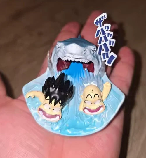 Childhood Goku & Krillin Shark Attack Dragon Ball Anime Figure PVC 2.5" [No Box]