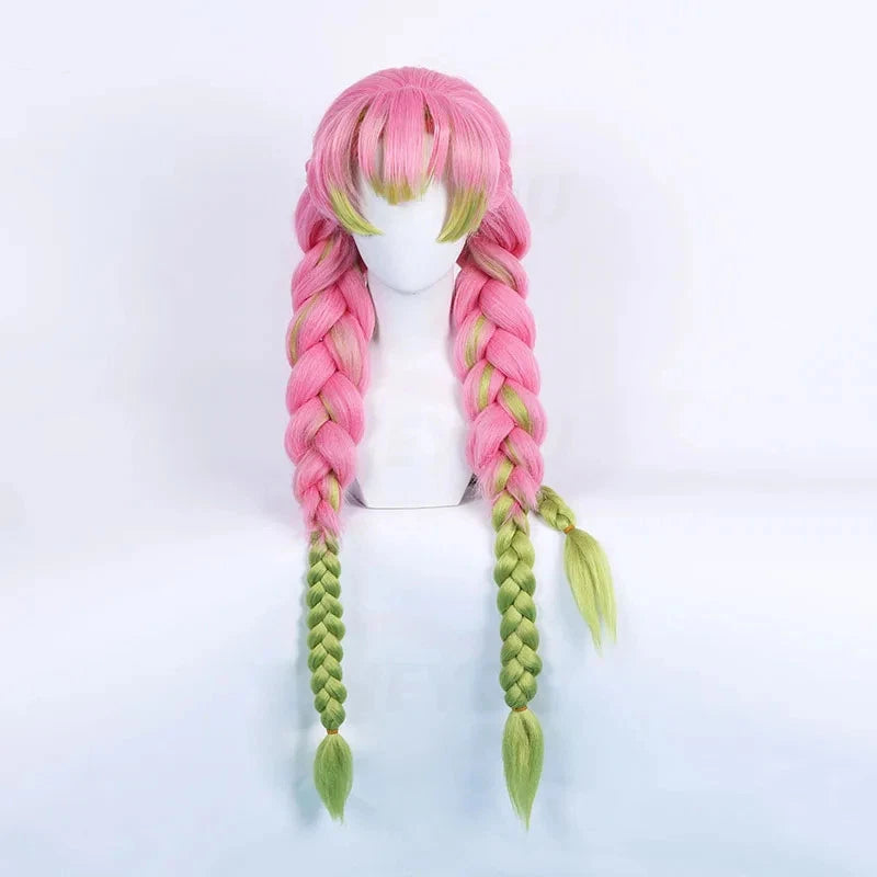 Mitsuri Kanroji Love Hashira Cosplay Wig 30"  Long Hair Heat Resistant - Synthetic