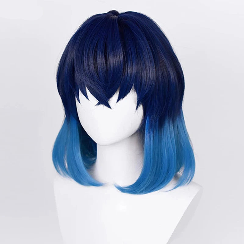 Inosuke Hashibira Demon Salyer Cosplay Wig 27.5" Gradient Hair Heat Resistant - Synthetic
