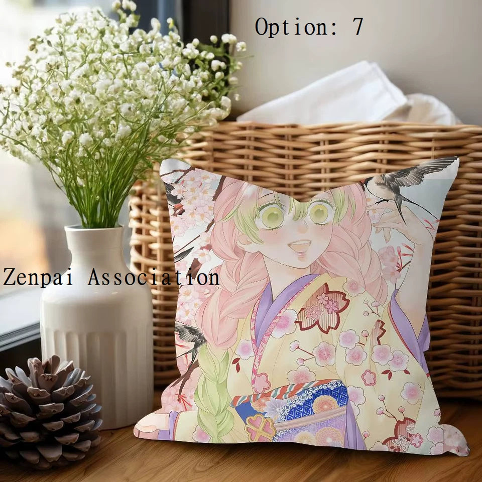 Mitsuri Demon Slayer Anime Kawaii Soft Pillow Cushion Cover 2 x 2 ft