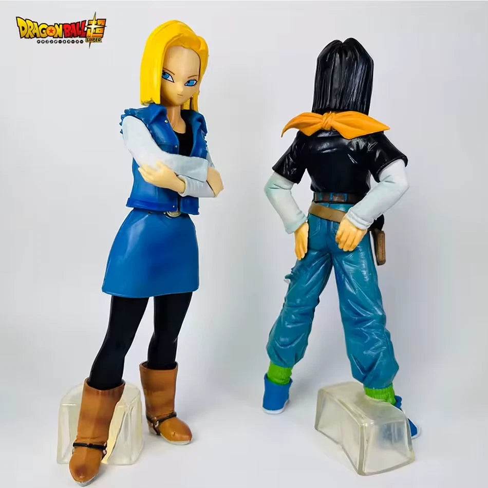 Android 18 & Android 17 Dragon Ball Z Anime Figure Model Statue PVC 9" [Boxed]