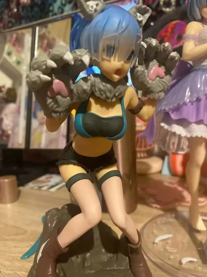 Rem Grey Wolf Re: Zero Kawaii Anime Figure Model Statue PVC 7" [No Box]
