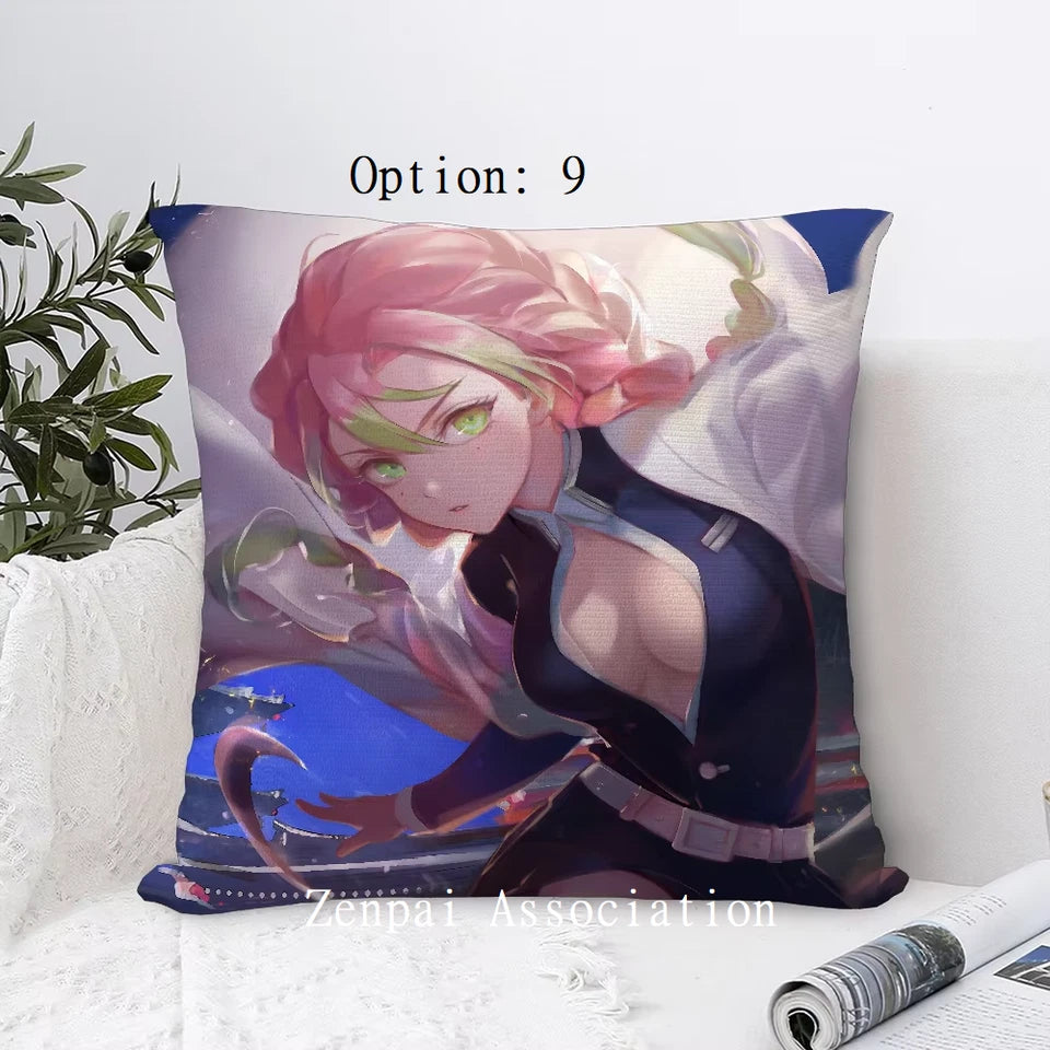 Mitsuri Demon Slayer Anime Kawaii Soft Pillow Cushion Cover 2 x 2 ft