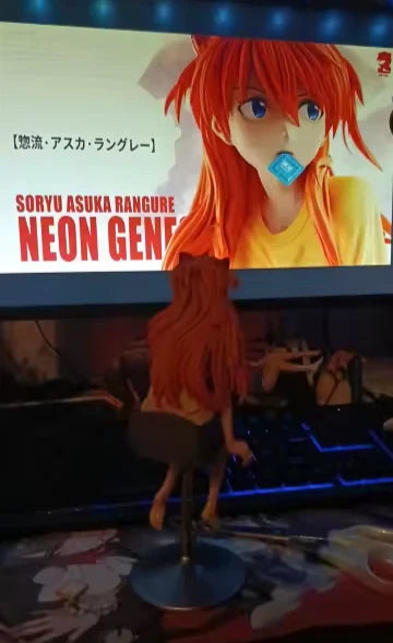 Asuka Sohryu Sitting Neon Genesis Evangelion Anime Figure PVC 9" [No Box]