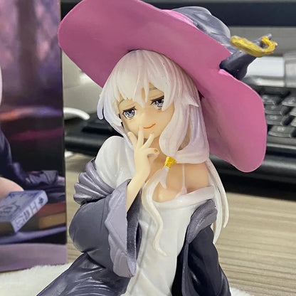 Elaina Resting Wandering Witch Kawaii Desktop Anime Figure Model PVC 4" [Boxed]