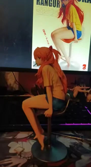 Asuka Sohryu Sitting Neon Genesis Evangelion Anime Figure PVC 9" [No Box]