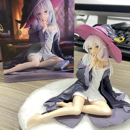Elaina Resting Wandering Witch Kawaii Desktop Anime Figure Model PVC 4" [Boxed]