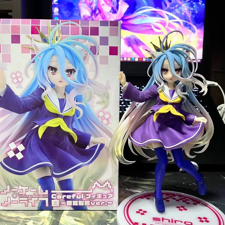 Shiro Nekomimi Seifuku No Game No Life Anime Figure Model Statue PVC 7" [Boxed]