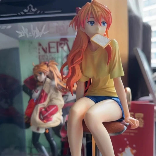 Asuka Sohryuu Sitting Neon Genesis Evangelion Anime Kawaii Figure PVC 9.2" [Boxed]